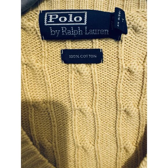 Polo Ralph Lauren Yellow Cable Knit Sweater Vest Old Money Preppy Timeless XL - Picture 3 of 10